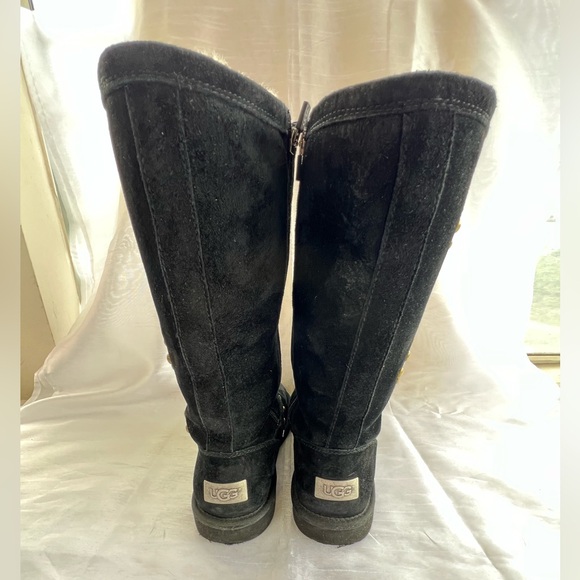 BLACK STUD DETAIL UGG BOOTS Zipper Entry Genuine Suede COMFORT w/ an EDGE Sz 9 - Picture 5 of 6